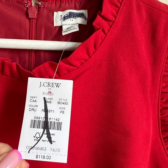555 j crew bo460 Ruffleneck red suit dress size P6 - Picture 6 of 7